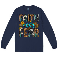 Navy faith over fear Long Sleeve Tee - OliviaCreatesArt