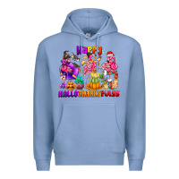 Colony Blue Happy Hallo Thanks Mas Premium Hoodie - CowhideDigitalArt