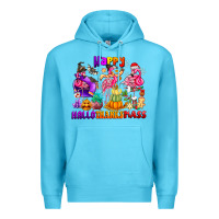 Ocean Blue Happy Hallo Thanks Mas Premium Hoodie - CowhideDigitalArt