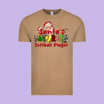 Santas Favorite Softball Player Vintage Tee Designed By Cowgirlartshop