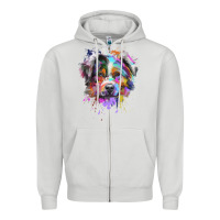Dove Grey Splash Art Australian Shepherd   Aussie Lover Gifts Zipper Hoodie - longCreatives