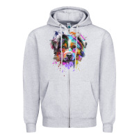 Heather Grey Splash Art Australian Shepherd   Aussie Lover Gifts Zipper Hoodie - longCreatives