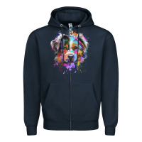 Navy Splash Art Australian Shepherd   Aussie Lover Gifts Zipper Hoodie - longCreatives
