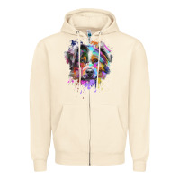 Sandshell Splash Art Australian Shepherd   Aussie Lover Gifts Zipper Hoodie - longCreatives