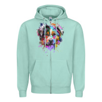 Seafoam Splash Art Australian Shepherd   Aussie Lover Gifts Zipper Hoodie - longCreatives