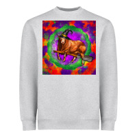 Heather Grey halloween red angus bull Heavyweight Sweatshirt - LillyAllenDesigns