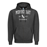 Charcoal Heather Morro Bay California CA Vintage Athletic Sports Design Zipper Hoodie - longCreatives