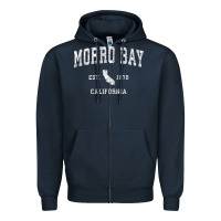 Navy Morro Bay California CA Vintage Athletic Sports Design Zipper Hoodie - longCreatives