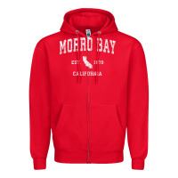 Red Morro Bay California CA Vintage Athletic Sports Design Zipper Hoodie - longCreatives