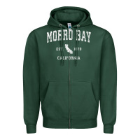 Sports Green Morro Bay California CA Vintage Athletic Sports Design Zipper Hoodie - longCreatives