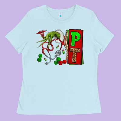 Christmas Character Nurse Ladies Tee Designed By Nancycooperartshop