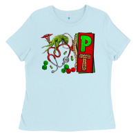 Baby Blue Christmas Character Nurse Ladies Tee - NancyCooperArtShop