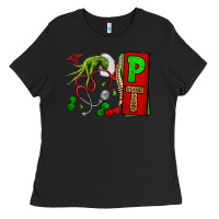 Black Christmas Character Nurse Ladies Tee - NancyCooperArtShop
