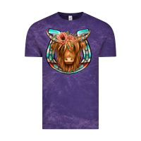Cloud Purple highland cow serape floral headband horseshoe Vintage Tee - Jasminsmagicworld