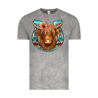 Cloud Rock highland cow serape floral headband horseshoe Vintage Tee - Jasminsmagicworld