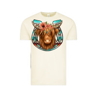 Highland Cow Serape Floral Headband Horseshoe Vintage Tee | Teevron