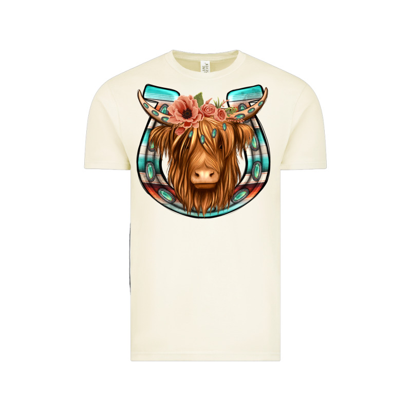 Highland Cow Serape Floral Headband Horseshoe Vintage Tee by Jasminsmagicworld | Teevron