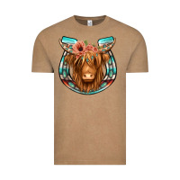 Vintage Coffee highland cow serape floral headband horseshoe Vintage Tee - Jasminsmagicworld