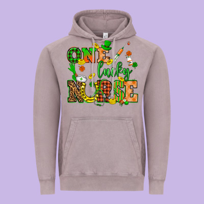 St. Patricks Day One Lucky Nurse Vintage Hoodie Designed By Howdyjamesfarm