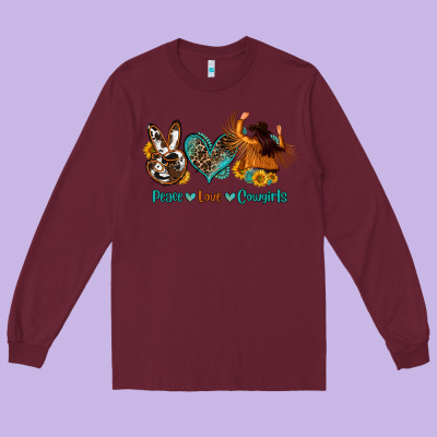 Peace Love Cowgirls Long Sleeve Tee Designed By Oliviacreatesart
