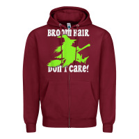 Burgundy witches saying broom hair dont care halloween camper joke Zipper Hoodie - longCreatives