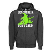 Charcoal Heather witches saying broom hair dont care halloween camper joke Zipper Hoodie - longCreatives