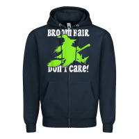 Navy witches saying broom hair dont care halloween camper joke Zipper Hoodie - longCreatives