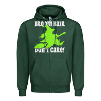 Sports Green witches saying broom hair dont care halloween camper joke Zipper Hoodie - longCreatives