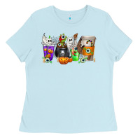 Baby Blue Halloween Coffee Cups Ladies Tee - texasbilliewilder