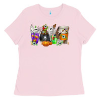 Bubblegum Pink Halloween Coffee Cups Ladies Tee - texasbilliewilder