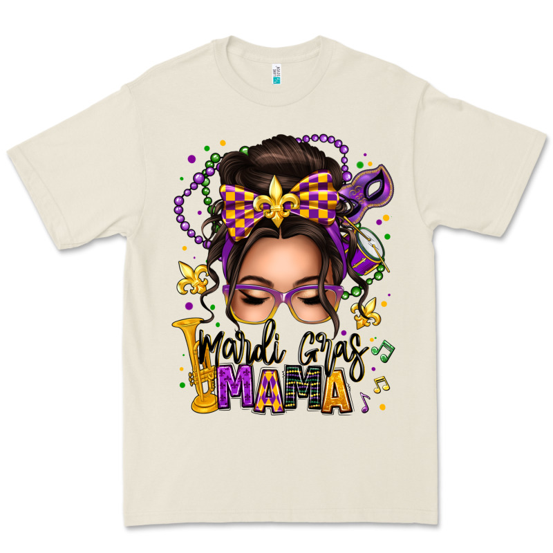 Mardi Gras Mama Messy Bun Premium Tee by texasbilliewilder | Teevron