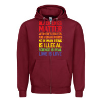 Burgundy Black Lives Matter List Zipper Hoodie - longCreatives