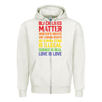Oatmeal Heather Black Lives Matter List Zipper Hoodie - longCreatives