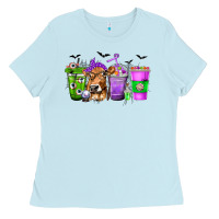 Baby Blue Coffee Cups with Cow and Halloween Ladies Tee - texasbilliewilder