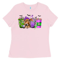 Coffee Cups With Cow And Halloween Ladies Tee | Teevron
