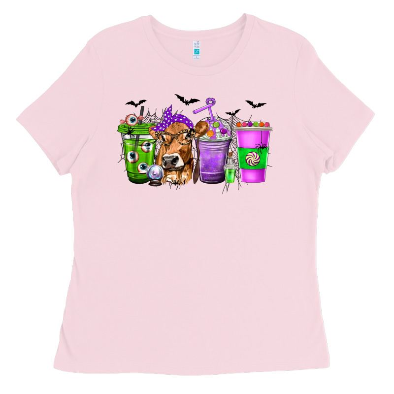 Coffee Cups With Cow And Halloween Ladies Tee by texasbilliewilder | Teevron