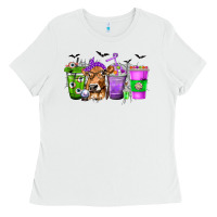 White Coffee Cups with Cow and Halloween Ladies Tee - texasbilliewilder
