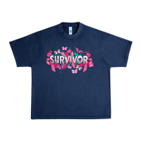 Navy Cancer survivor Cancer Awareness Urban Heavy Tee - HowdyJamesFarm