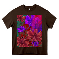Chocolate Brown floral pattern Heavy Core Tee - JahusDesignShop