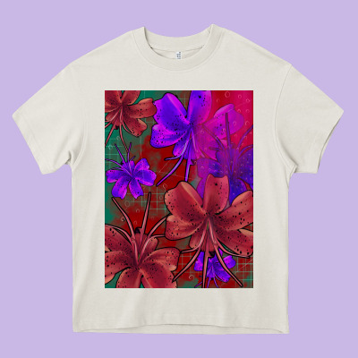 Floral Pattern Heavy Core Tee Designed By Jahusdesignshop