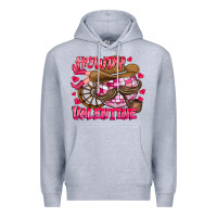 Heather Grey Howdy Valentine Premium Hoodie - CowhideDigitalArt