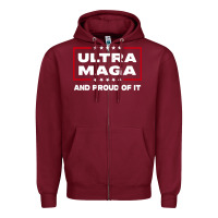 Burgundy proud ultra maga Zipper Hoodie - longCreatives