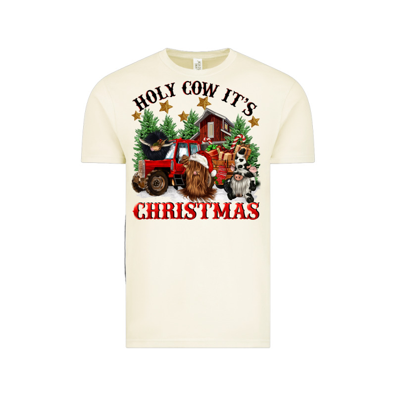 Holy Cow Its Christmas Vintage Tee by CowGirlArtShop | Teevron