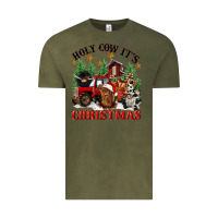 Vintage Olive holy cow its christmas Vintage Tee - CowGirlArtShop