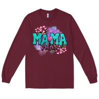 Burgundy mama vibes floral Long Sleeve Tee - OliviaCreatesArt