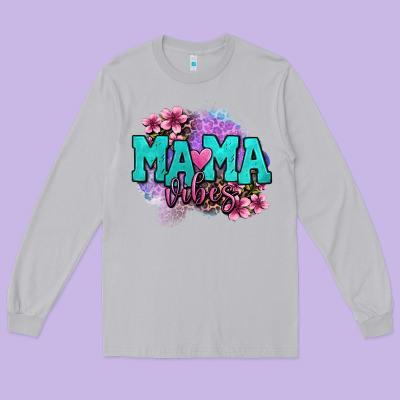 Mama Vibes Floral Long Sleeve Tee Designed By Oliviacreatesart