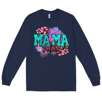 Navy mama vibes floral Long Sleeve Tee - OliviaCreatesArt