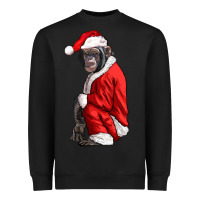 Black Chimpanzee With Santa Clothes Heavyweight Sweatshirt - LillyAllenDesigns