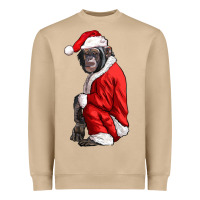 Mushroom Chimpanzee With Santa Clothes Heavyweight Sweatshirt - LillyAllenDesigns