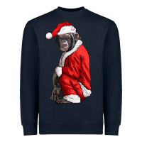 Navy Chimpanzee With Santa Clothes Heavyweight Sweatshirt - LillyAllenDesigns
